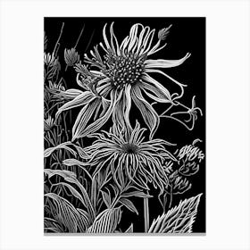 Bee Balm Wildflower Linocut 2 Canvas Print