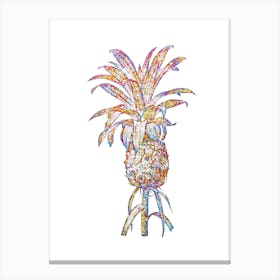Stained Glass Pineapple Mosaic Botanical Illustration on White Canvas Print