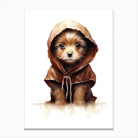 Puppy Dog As A Jedi Watercolour 4 Canvas Print
