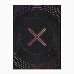 Neon Geometric Glyph in Pink and Yellow Circle Array on Black n.0333 Canvas Print
