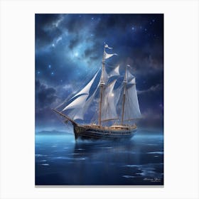 Ship In The Night Sky 2 Canvas Print