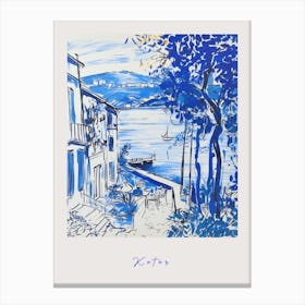 Kotor Montenegro Mediterranean Blue Drawing Poster Canvas Print