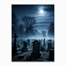 Graveyard At Night 23 Canvas Print