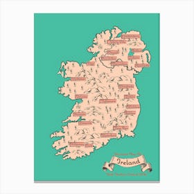 Vintage Ireland Map Canvas Print