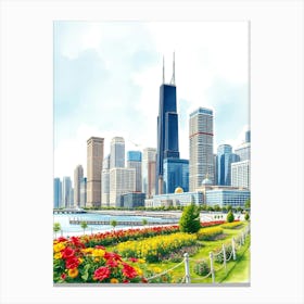 Cityscape in Bloom 1 Canvas Print