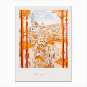 Valencia Spain 2 Orange Drawing Poster Canvas Print
