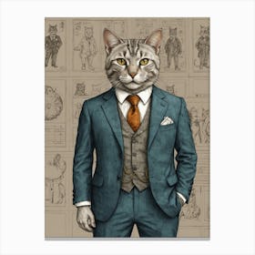 Cat In A Suit 4 Canvas Print