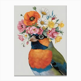 Bird In A Flower Crown 1 Canvas Print