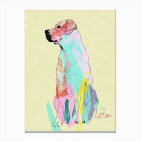 Pastel Labrador Dog Watercolour Line Illustration 3 Canvas Print