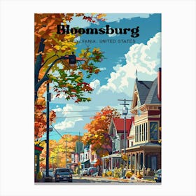 Bloomsburg Pennsylvania Autumn Travel Illustration Canvas Print