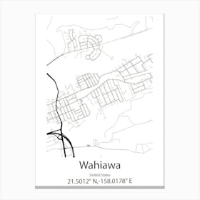 Wahiawa,United States Minimalist Map Stampe su tela