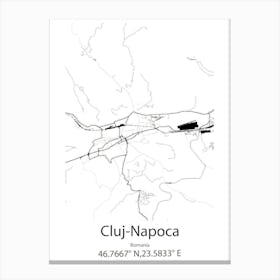 Cluj Napoca,Romania Minimalist Map Canvas Print