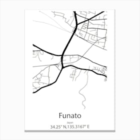 Funato,Japan Minimalist Map Canvas Print