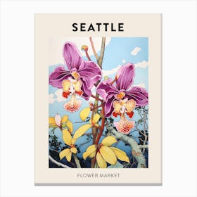 Seattle United States Botanical Flower Market Poster Canvas Print