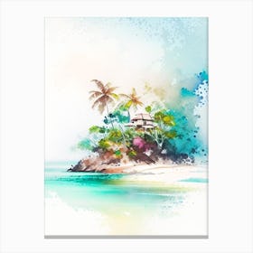 Marajo Island Brazil Watercolour Pastel Tropical Destination Canvas Print