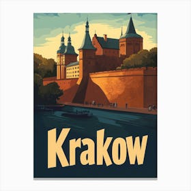 Aihrgdesign A Retro Travel Poster For Krakow Canvas Print