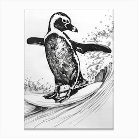 African Penguin Surfing Waves 2 Canvas Print