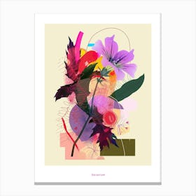 Geranium 3 Neon Flower Collage Poster Canvas Print