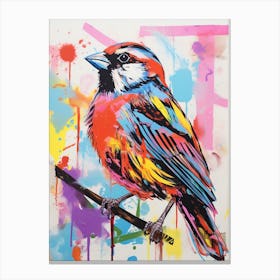 Colourful Bird Painting Sparrow 1 Canvas Print