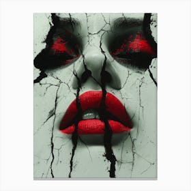 Cracked Realities: Red Ink Rendition Inspired by Chevrier and Gillen: Scream Canvas Print