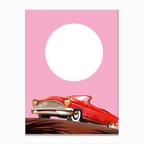 Vintage Car On A Pink Background Toile