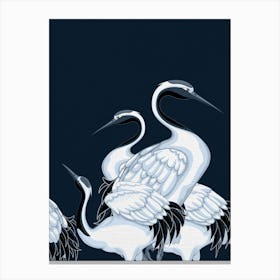 Navy Chinoiserie Bird Artwork Canvas Print