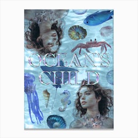 Ocean's Child. Blue Collage Canvas Print