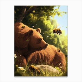 Colletidae Bee Storybook Illustration 4 Canvas Print