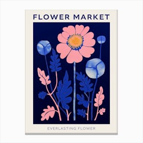 Blue Flower Market Poster Everlasting Flower Market Poster 4 Canvas Print