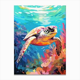 Colour Splash Sea Turtle 2 Canvas Print