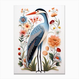 Scandinavian Bird Illustration Great Blue Heron 5 Canvas Print