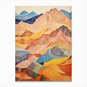 Toubkal Morocco 2 Colourful Mountain Illustration Canvas Print