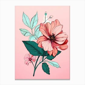 Pink Flowers On A Pink Background 7 Canvas Print