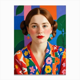 Girl In A Colorful Dress Canvas Print