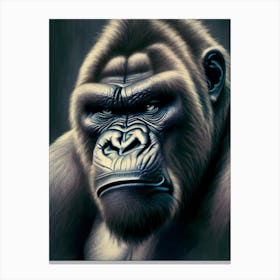 Angry Gorilla Gorillas Greyscale Sketch 3 Canvas Print