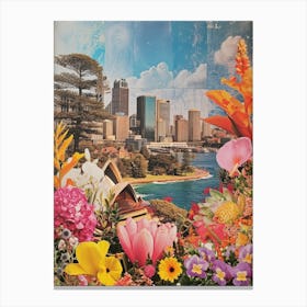 Sydney   Floral Retro Collage Style 3 Canvas Print