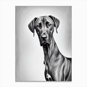 Rhodesian Ridgeback B&W Pencil dog Canvas Print