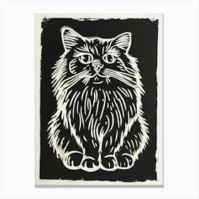 Persian Cat Linocut Blockprint 5 Canvas Print