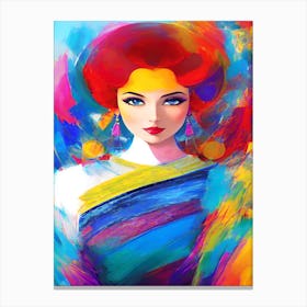 Asian Woman Painting Canvas Print