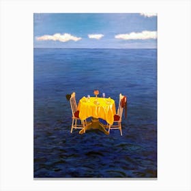 Table For Two In The Ocean Canvas Print