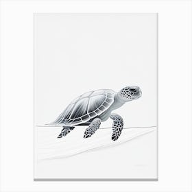 Sea Turtle In Deep Ocean, Sea Turtle Minimal Line Drawing 1 Canvas Print