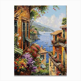 Balcony View Painting In Portofino 1 Canvas Print