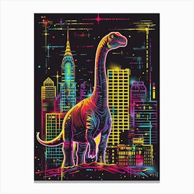 Dinosaur Neon New York Cityscape 2 Canvas Print