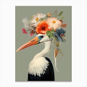 Bird With A Flower Crown Stork 1 Canvas Print