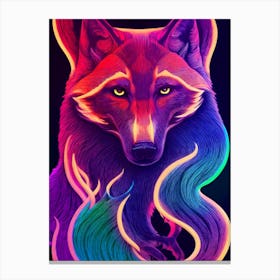 Colorful Neon Fox Canvas Print