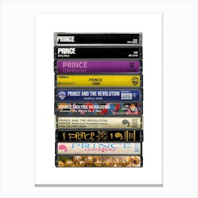 Prince - Music Poster - Albums on Cassette Print Canvas Print