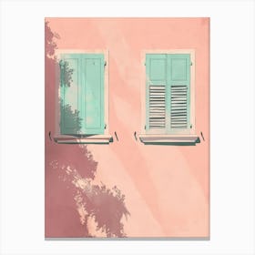 Pink House With Shutters 1 Canvas Print