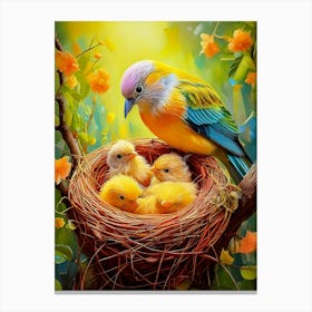 Bird Feeding Chicks 1 Canvas Print