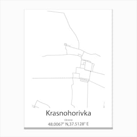 Krasnohorivka,Ukraine Minimalist Map Canvas Print