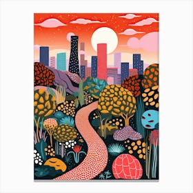 Los Angeles, Illustration In The Style Of Pop Art 2 Canvas Print